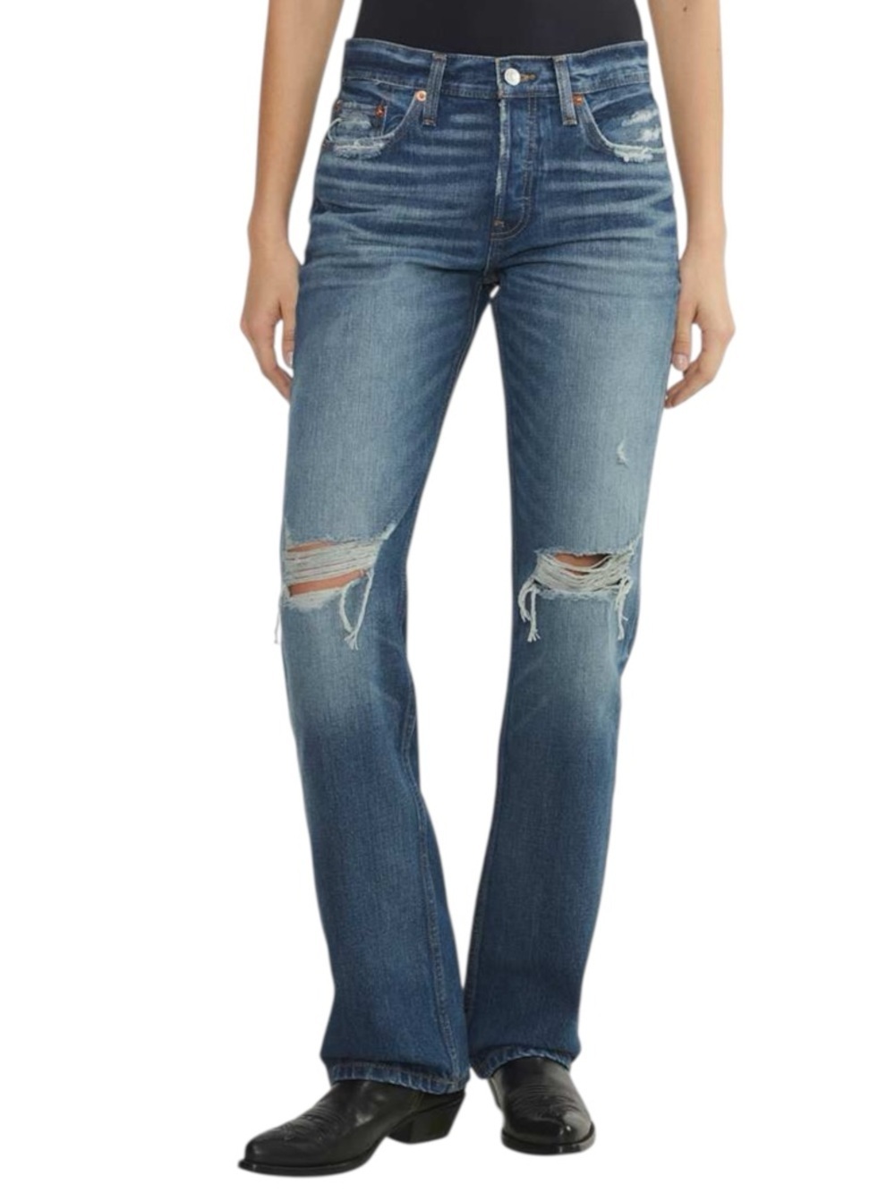 Re/done Easy Straight Jeans Size 26 Indigo Grind Destroy Wash REDONE